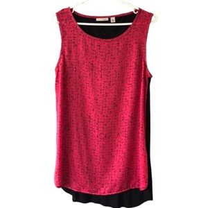 Halogen Pink Black Hi-Lo Sleeveless Scoop Neck Tunic Tank Top Medium